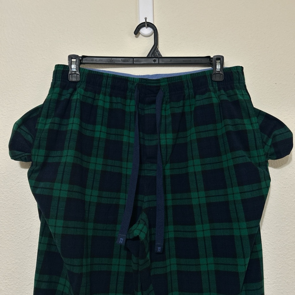 Haggar Men's Green and Navy Blue Plaid Flannel Pajama Pants Lounge Wear Size Lg - Picture 5 of 8